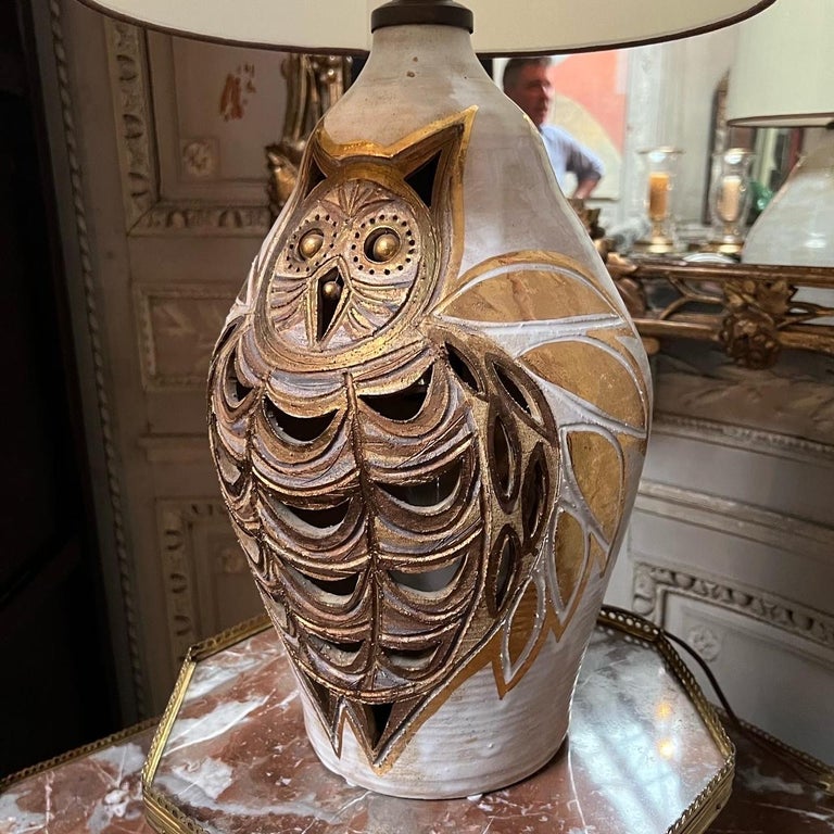 Gilt Owl Table Lamp by Georges Pelletier
