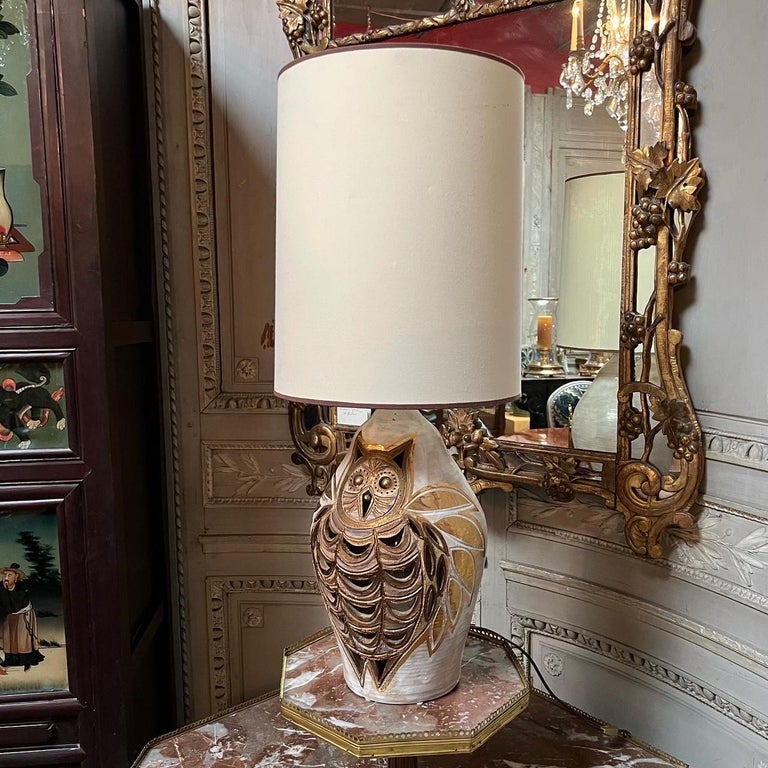 Ceramic Owl Table Lamp by Georges Pelletier