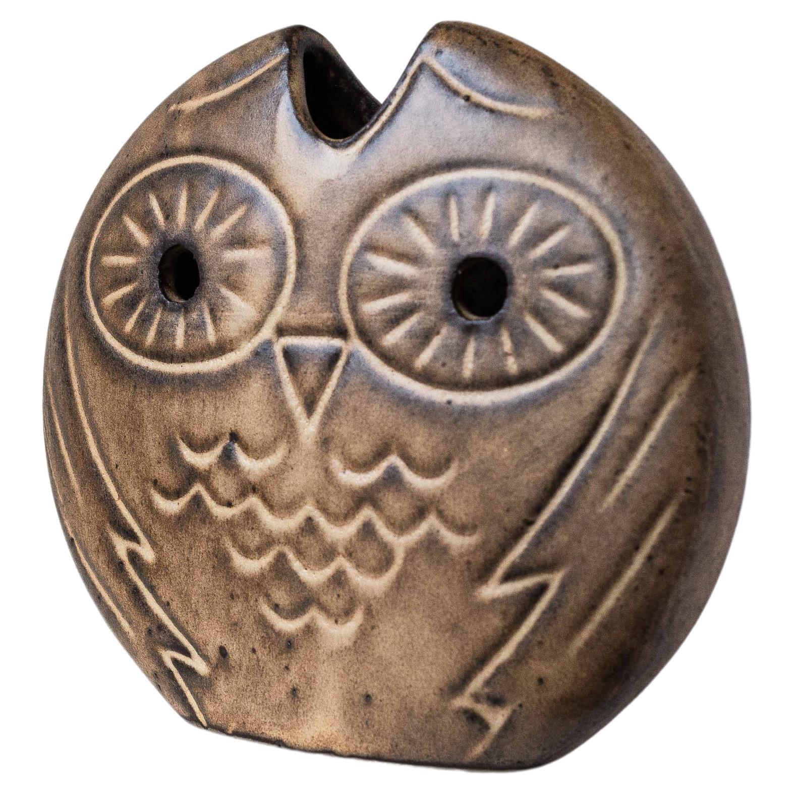 Owl Vase Ceramic sandstone 1970s For Sale