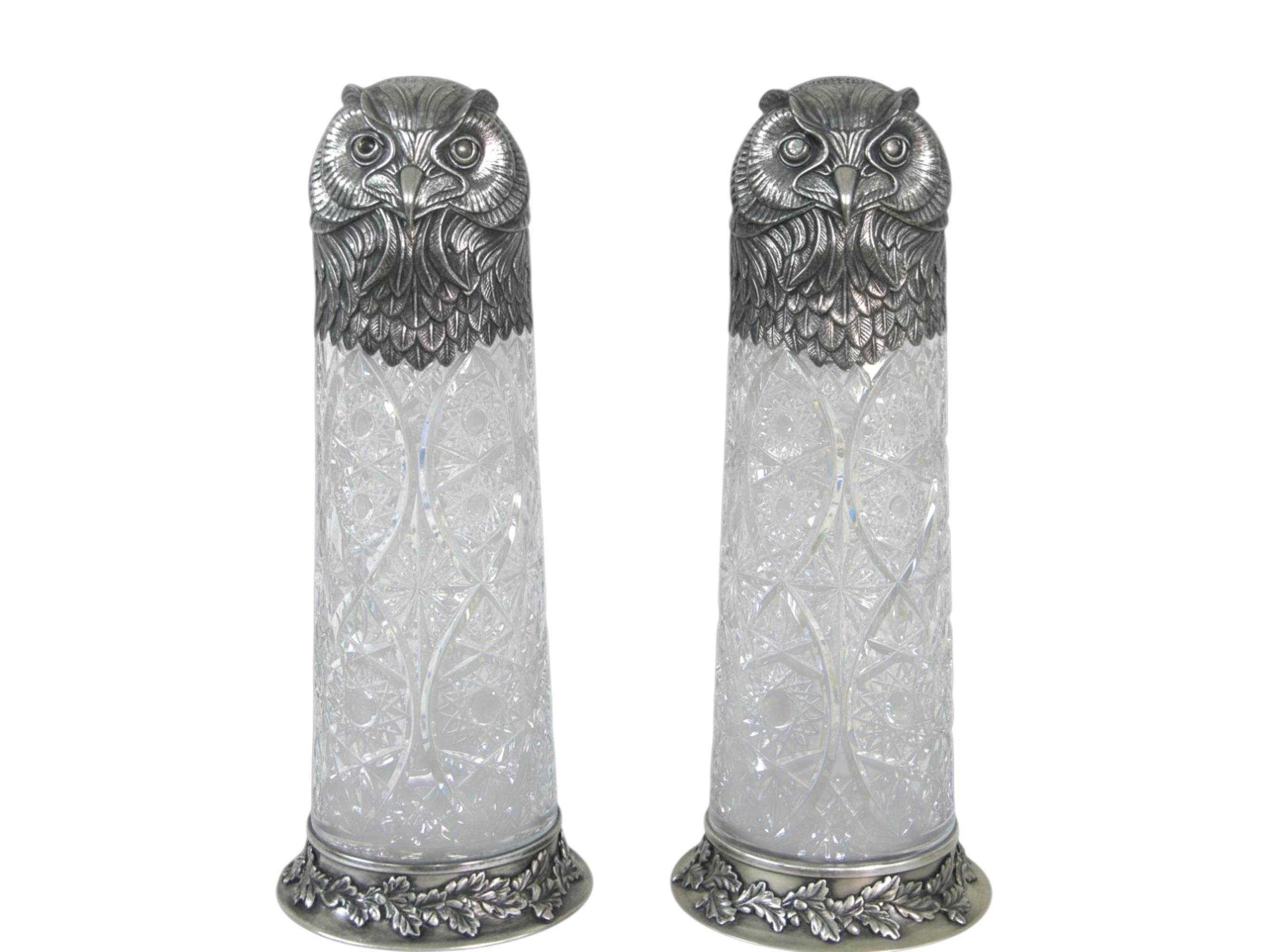 Owl Wisdom Sterling Silver Wine Pitcher Pair by Konforti- Handcrafted To Order