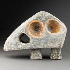 "Owl" : zoomorphic sandstone signed HC. B - C. 1950