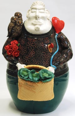 Owls in Love, Decorative Centerpiece Handmade Italy 2020, Hand-Crafted