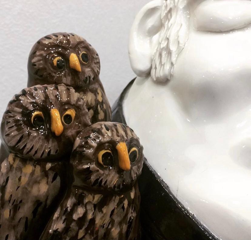 Owls in Love, dekorativer Tafelaufsatz, handgefertigt, Italien 2020, handgefertigt im Zustand „Neu“ im Angebot in San Miniato PI, IT