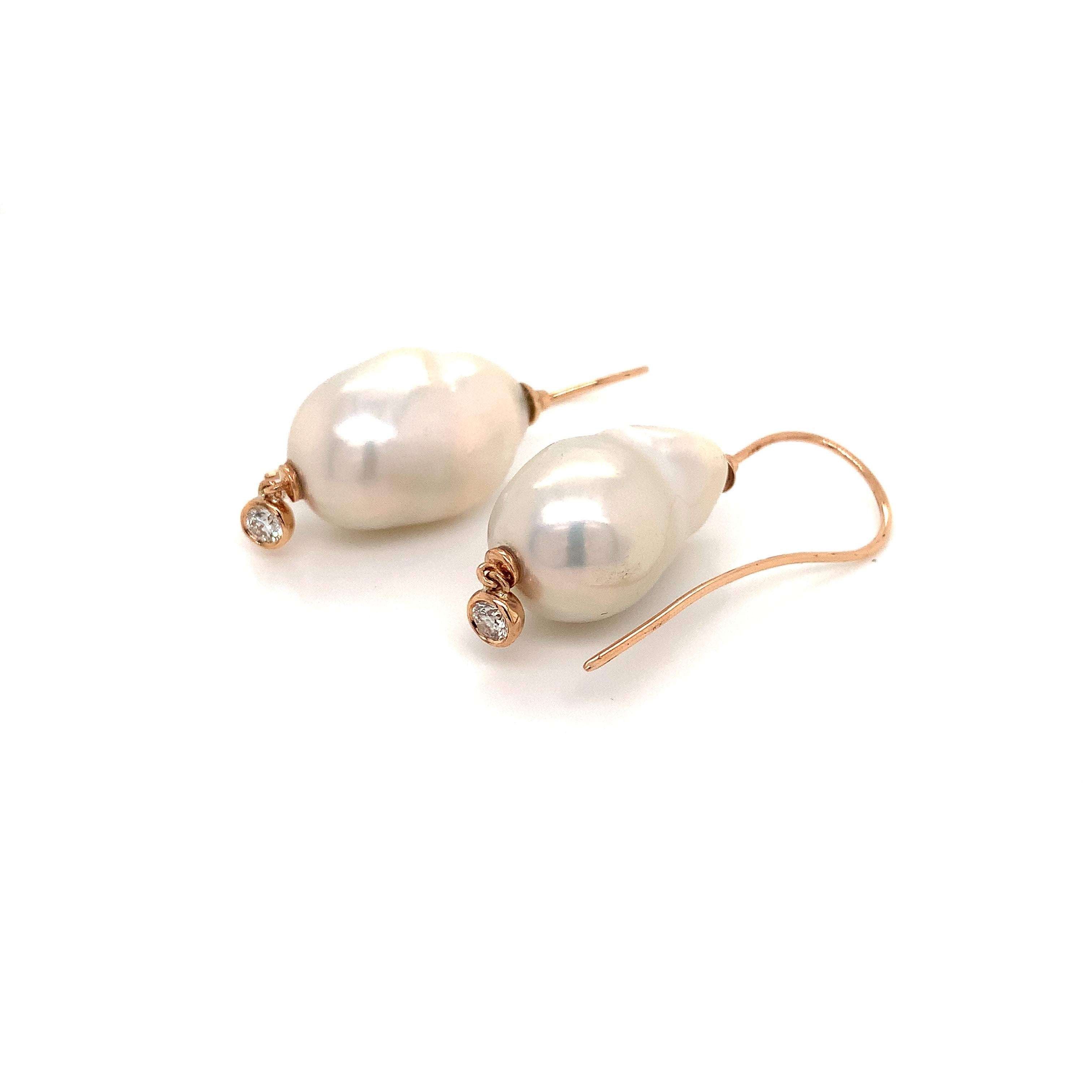OWN Your Story 14K Rose Gold Diamond and Baroque Pearl Modern Earrings. Perfect pearls to wear all day and transition from day to night! 

OWN Your Story brings its 3 generations of family tradition and unparalleled experience with 18K gold,