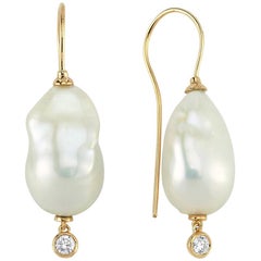 OWN Your Story 14 Karat Rose Gold Diamond and Baroque Pearl Modern Earrings