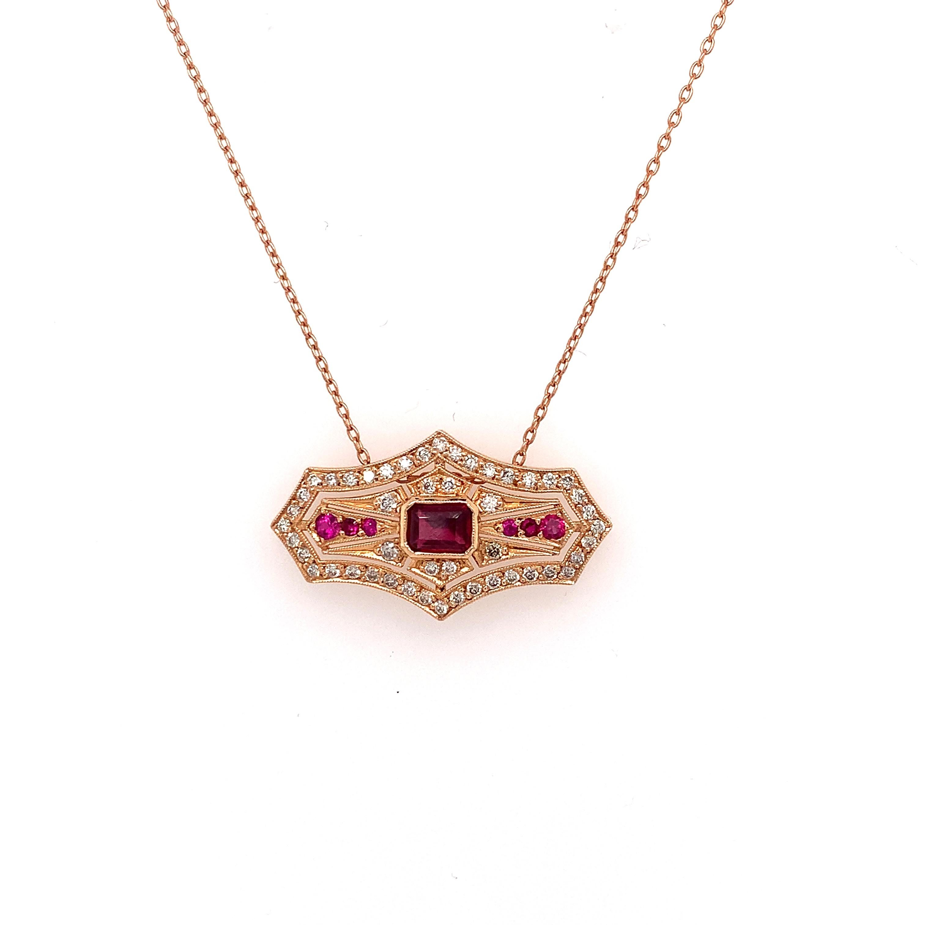 OWN Your Story 14K Rose Gold Ruby and Diamond French Shield Inspired Diagonal Pendant

OWN Your Story brings its 3 generations of family tradition and unparalleled experience with 18K gold, diamonds, and gemstones to create high-level jewelry