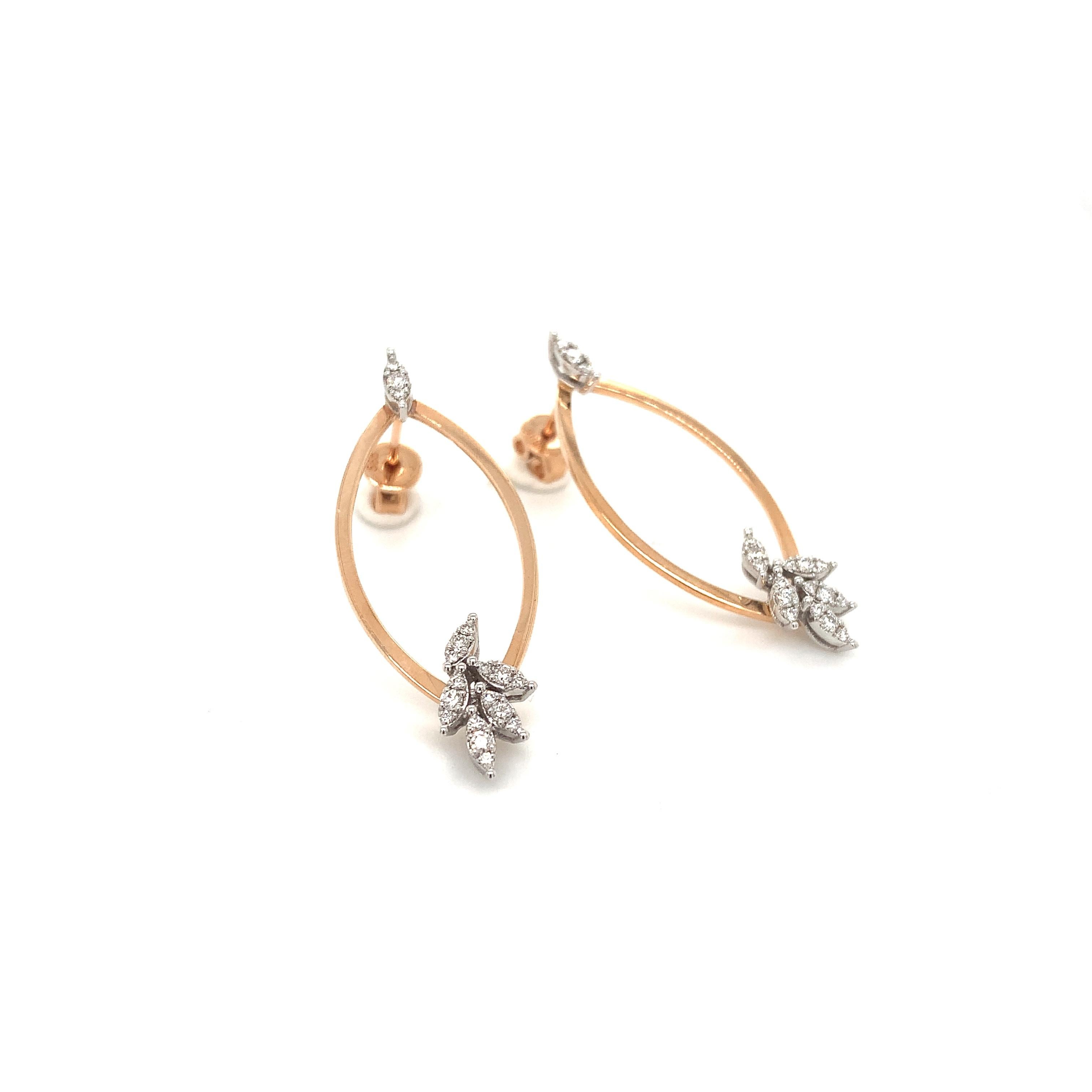 Contemporary OWN Your Story 14K White and Rose Gold Dual Use Elliptical Petal Drop Earrings For Sale