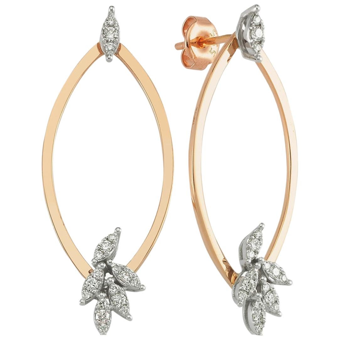 OWN Your Story 14K White and Rose Gold Dual Use Elliptical Petal Drop Earrings For Sale