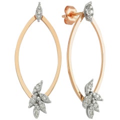 Used OWN Your Story 14K White and Rose Gold Dual Use Elliptical Petal Drop Earrings