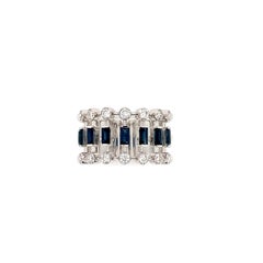 OWN Your Story 14K White Gold Brilliant Diamond& Baguette Sapphire Eternity Band