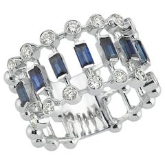 OWN Your Story 14K White Gold Brilliant Diamond& Baguette Sapphire Eternity Band