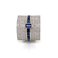 OWN Your Story 14K White Gold Brilliant Diamond Pave & Baguette Sapphire Ring
