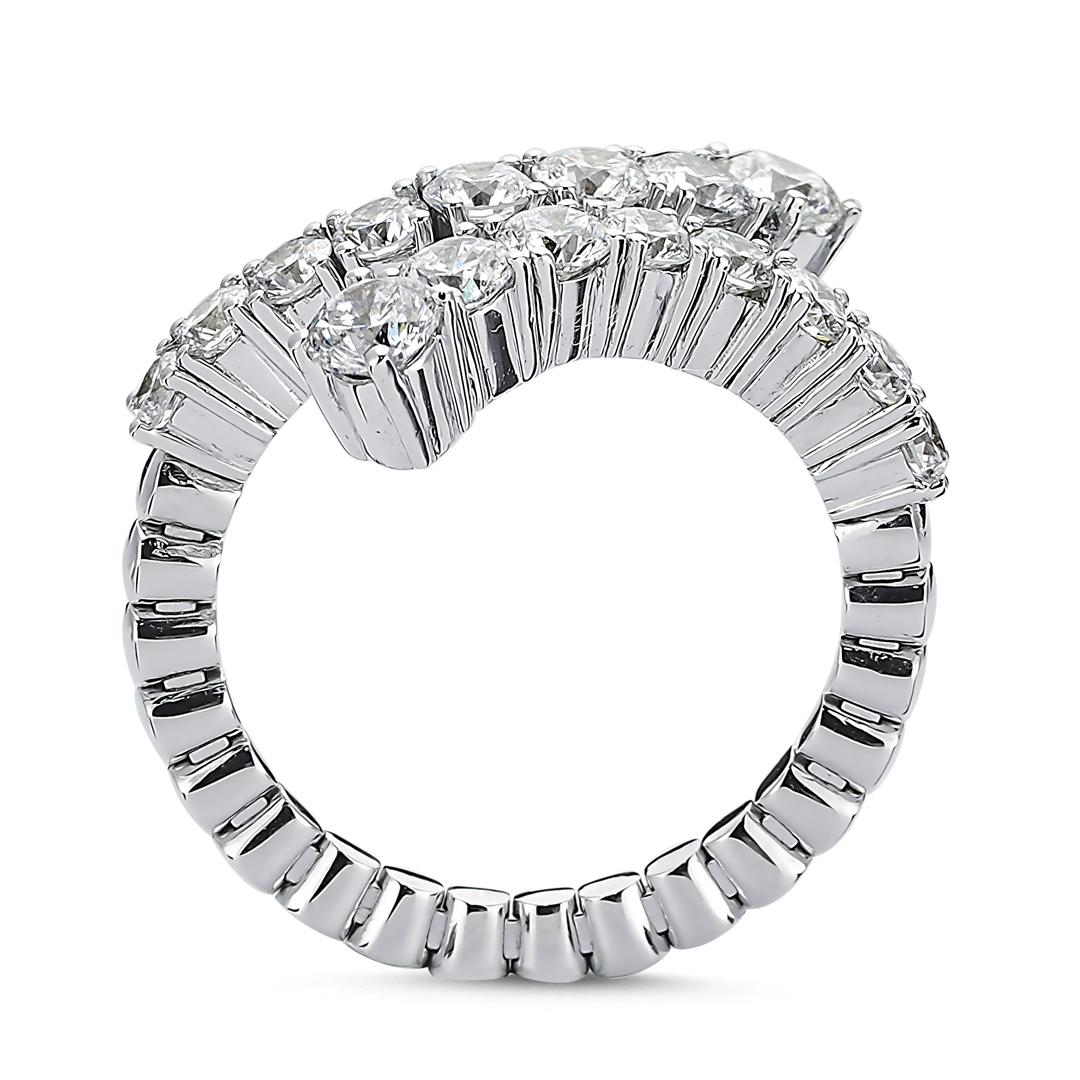 Round Cut OWN Your Story 14 Karat White Gold White Coiled Diamond Eternity Ring For Sale