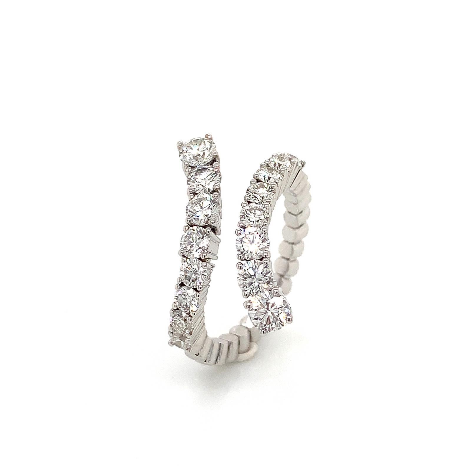 OWN Your Story 14 Karat White Gold White Coiled Diamond Eternity Ring In New Condition For Sale In New Orleans, LA