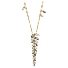 OWN Your Story 18 Karat Gold Cognac and White Diamond Delicate Fern Double Chain