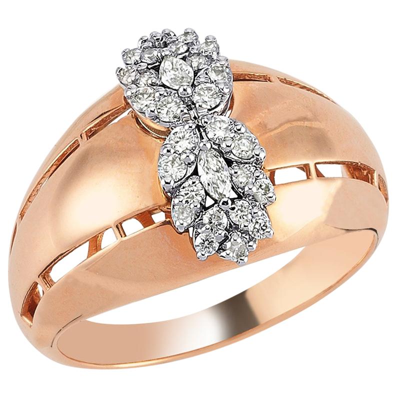 OWN Your Story 18 Karat Rose Gold Marquise Diamond Symmetric Flower Ring For Sale