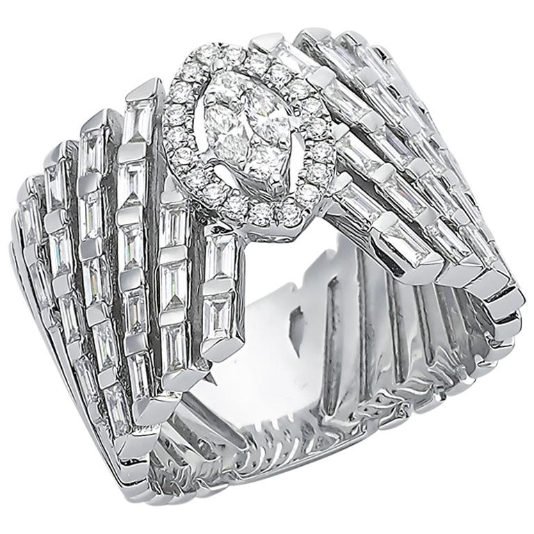 OWN Your Story 18 Karat White Gold Princess Diamond Cocktail Ring For Sale