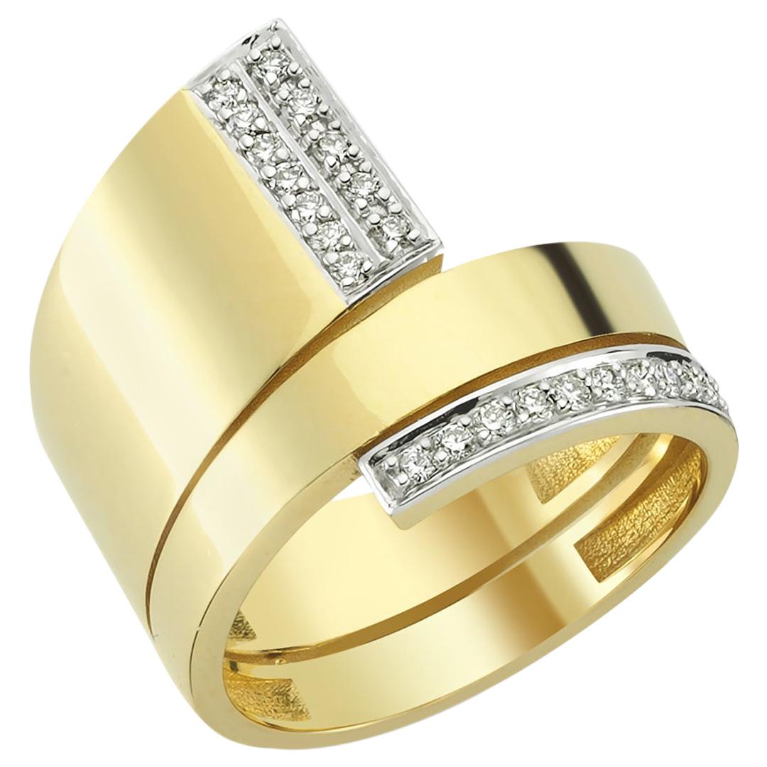 OWN Your Story 18 Karat Yellow Gold and Diamond Triple Coil Ring