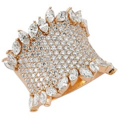 OWN Your Story Anillo de oro rosa de 18 quilates con borde de diamante brillante y marquesa
