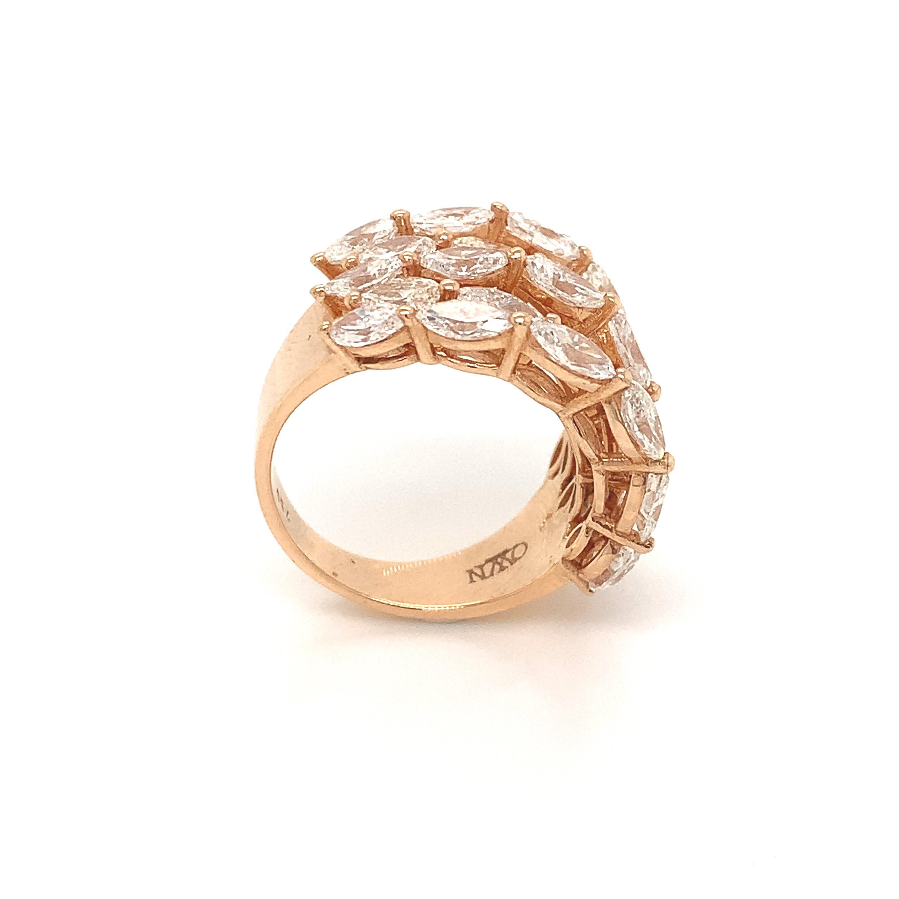 Breathtaking 5-row OWN Your Story 18K Rose Gold Marquise Diamond Linear Mosaic Ring. Treat yourself, give a gift and celebrate life's best moments with a beautiful hand crafted diamond cocktail ring. 

OWN Your Story brings its 3 generations of