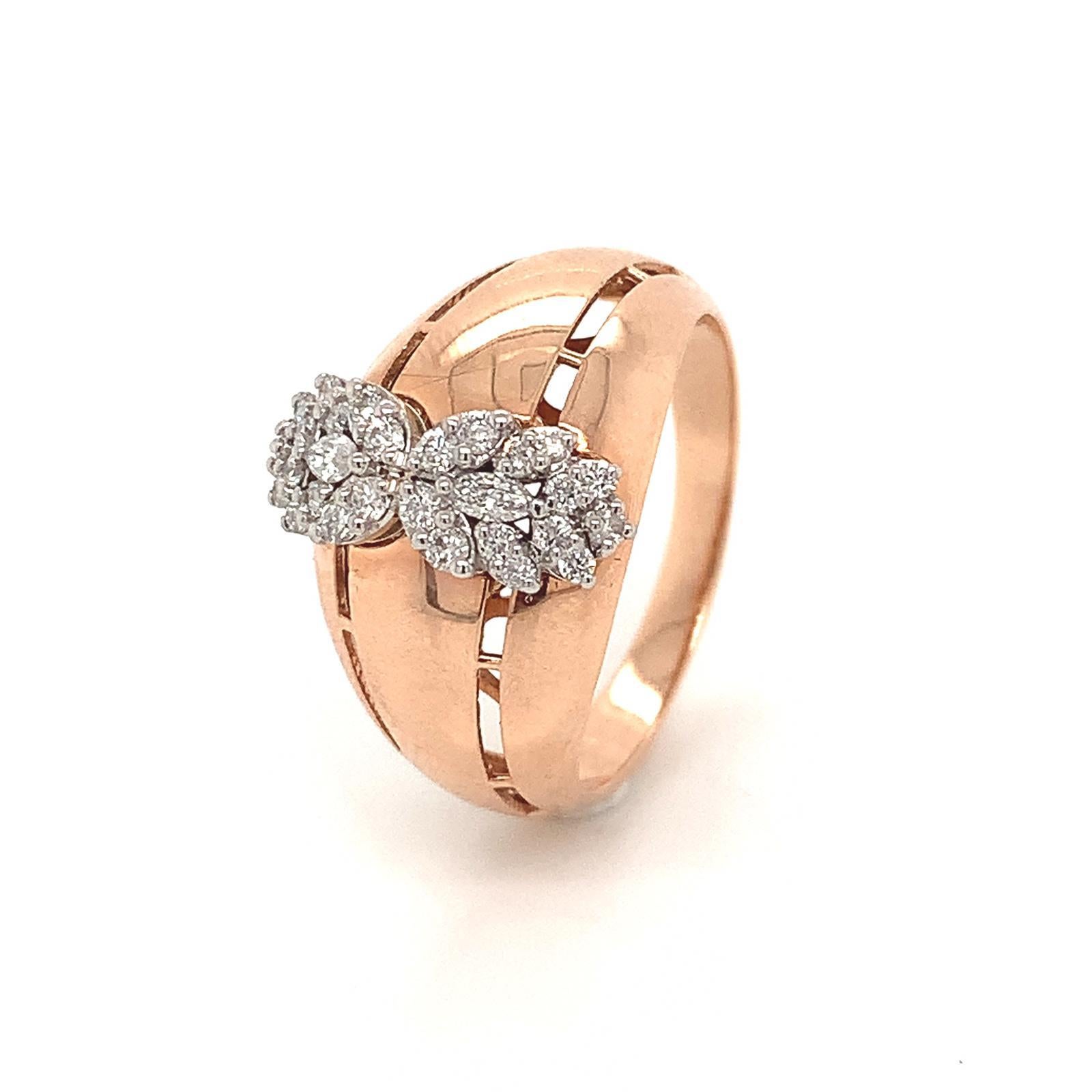 Contemporary OWN Your Story 18 Karat Rose Gold Marquise Diamond Symmetric Flower Ring For Sale