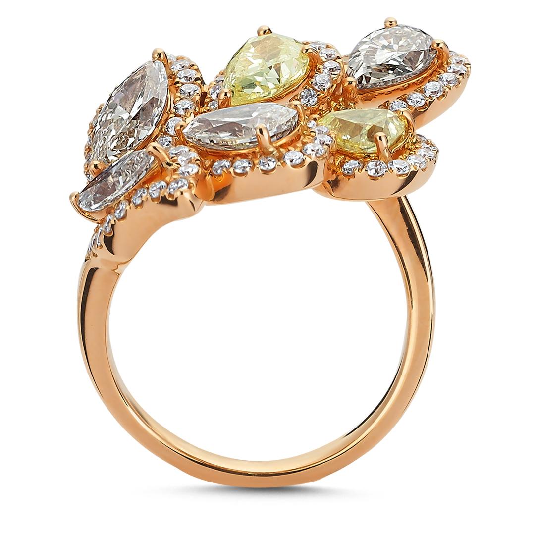 Marquise Cut OWN Your Story 18 Karat Rose Gold Pear and Marquise Diamond Harmony Flower Ring For Sale