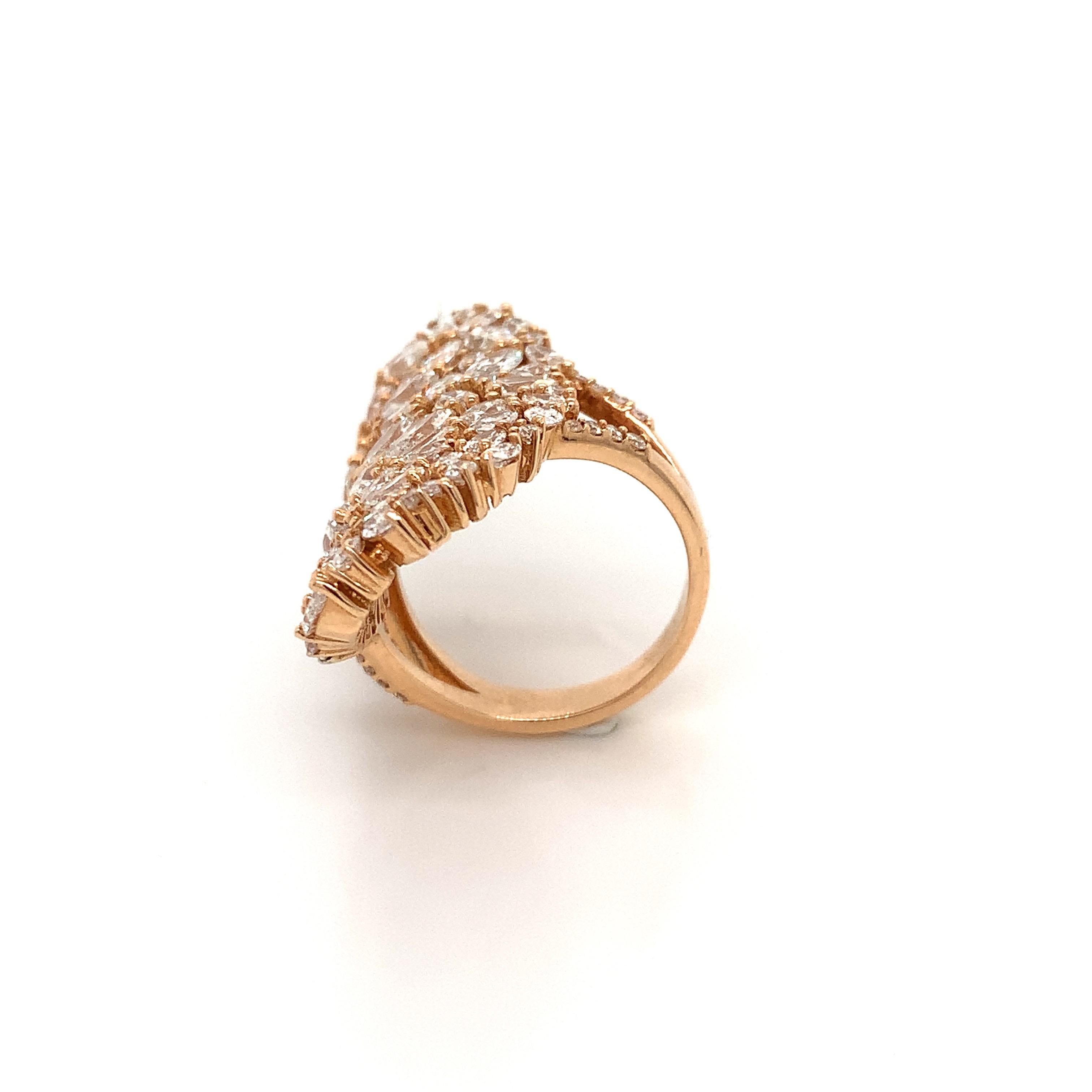 Modern OWN Your Story 18K Rose Gold Pear, Marquise and Brilliant Diamond Statement Ring For Sale