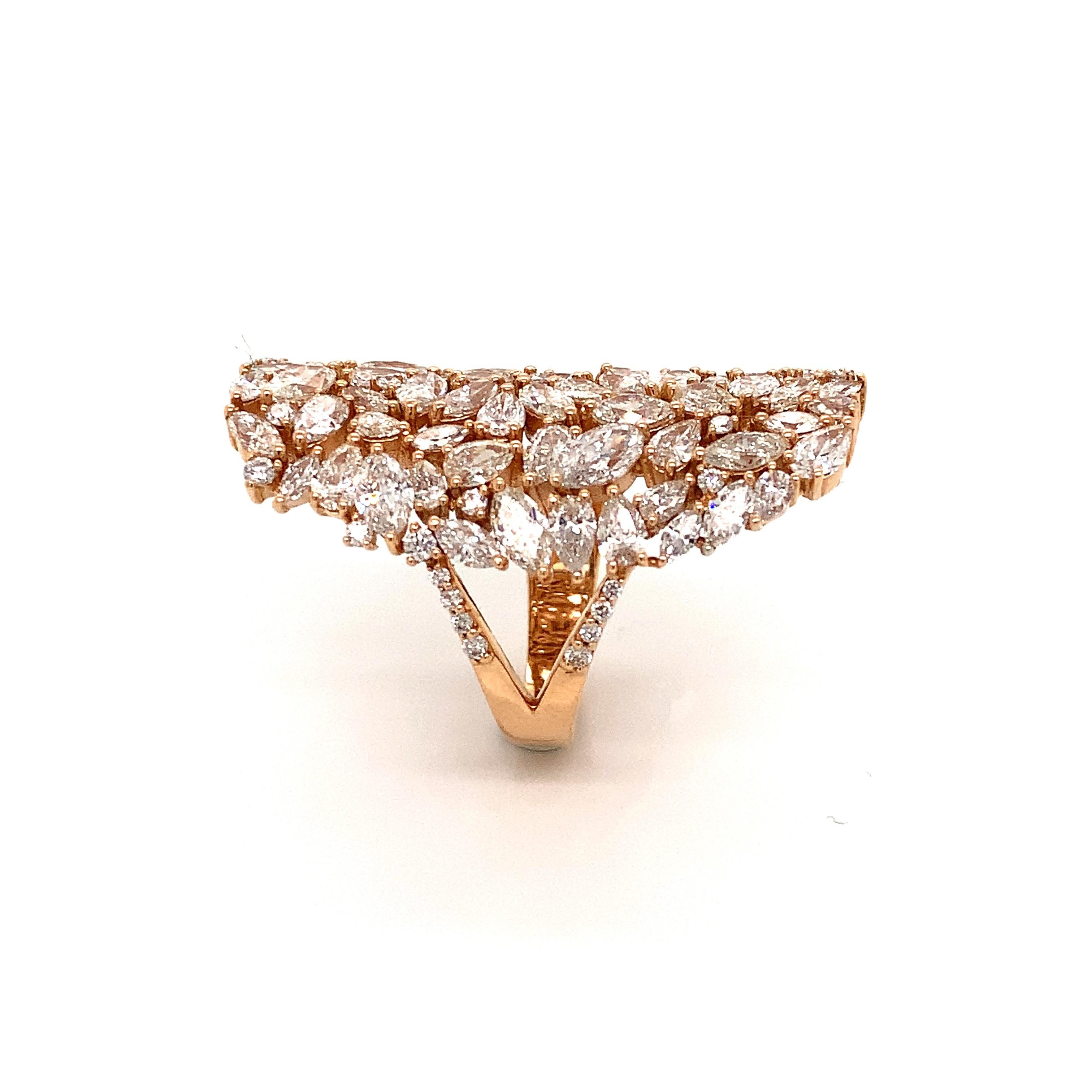 Marquise Cut OWN Your Story 18K Rose Gold Pear, Marquise and Brilliant Diamond Statement Ring For Sale