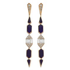 OWN Your Story 18 Karat Gold Round and Baguette Diamond Earrings with Enamel