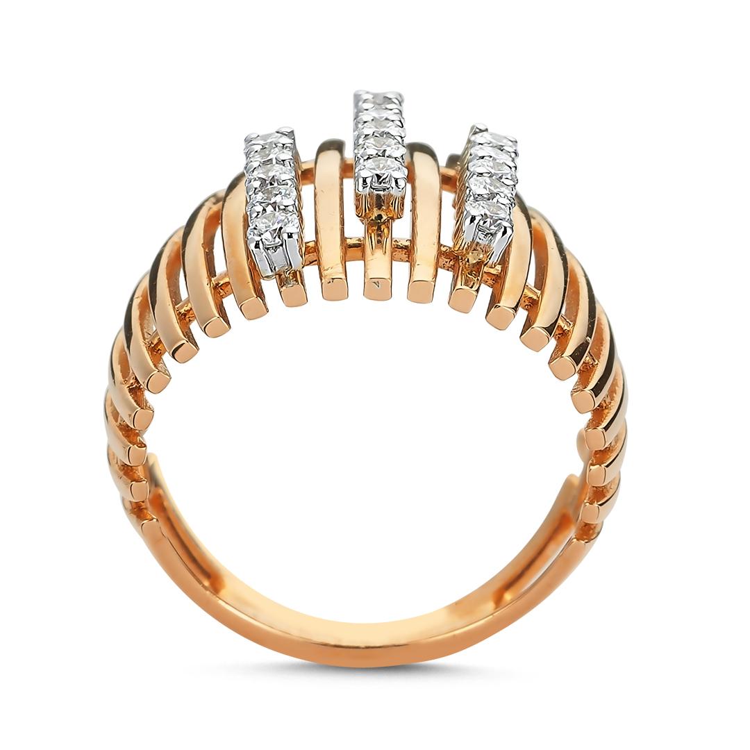 Round Cut Own Your Story 18 Karat Rose Gold Three is a Charm Brilliant Diamond Lined Ring For Sale