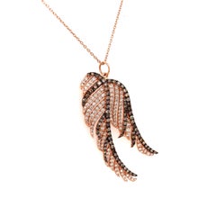 OWN Your Story 18 Karat Rose Gold White and Cognac Diamond Angel Wings Pendant