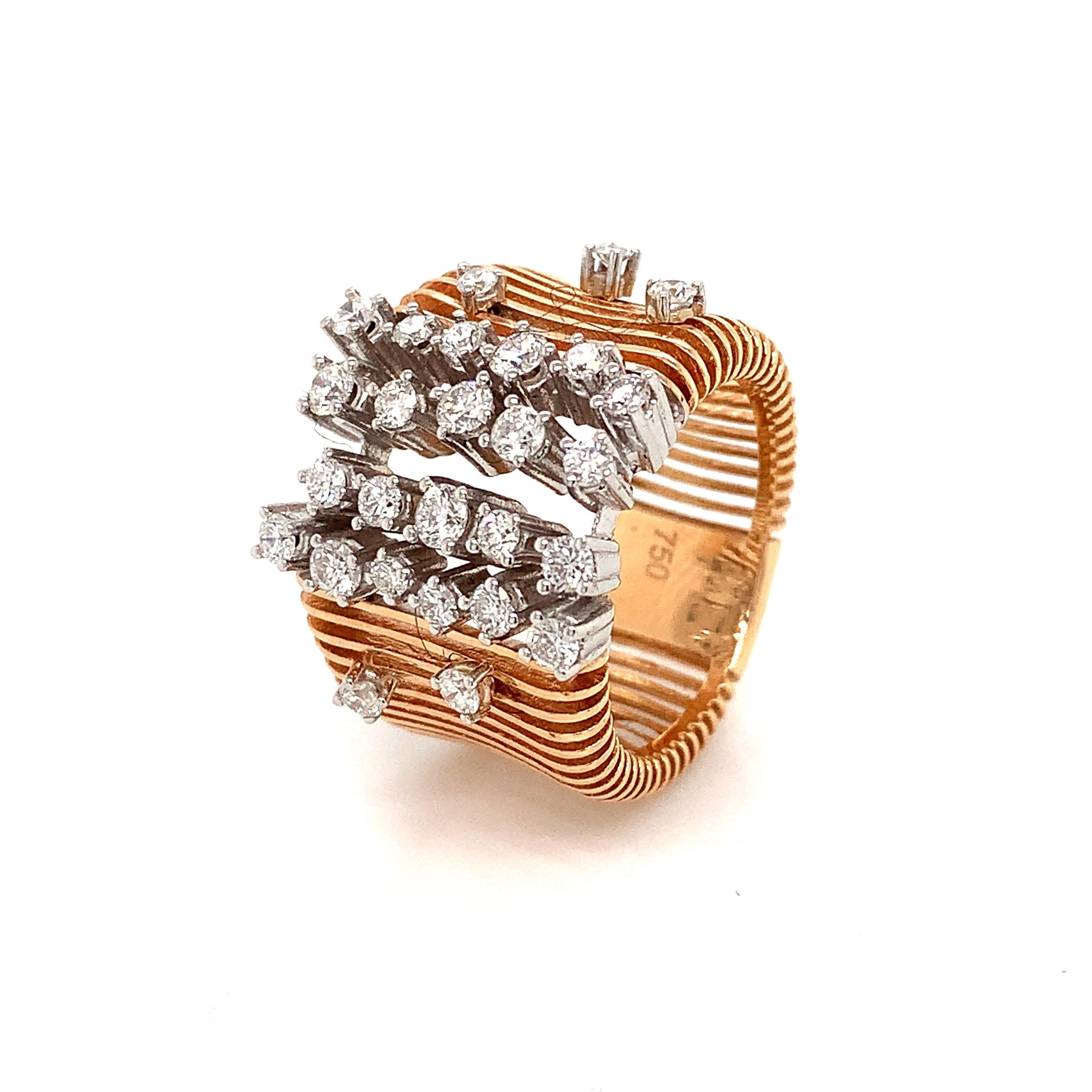 OWN Your Story Anillo de oro de 18 quilates con diamantes blancos moteados Leer entre líneas en Nuevo estado para la venta en New Orleans, LA