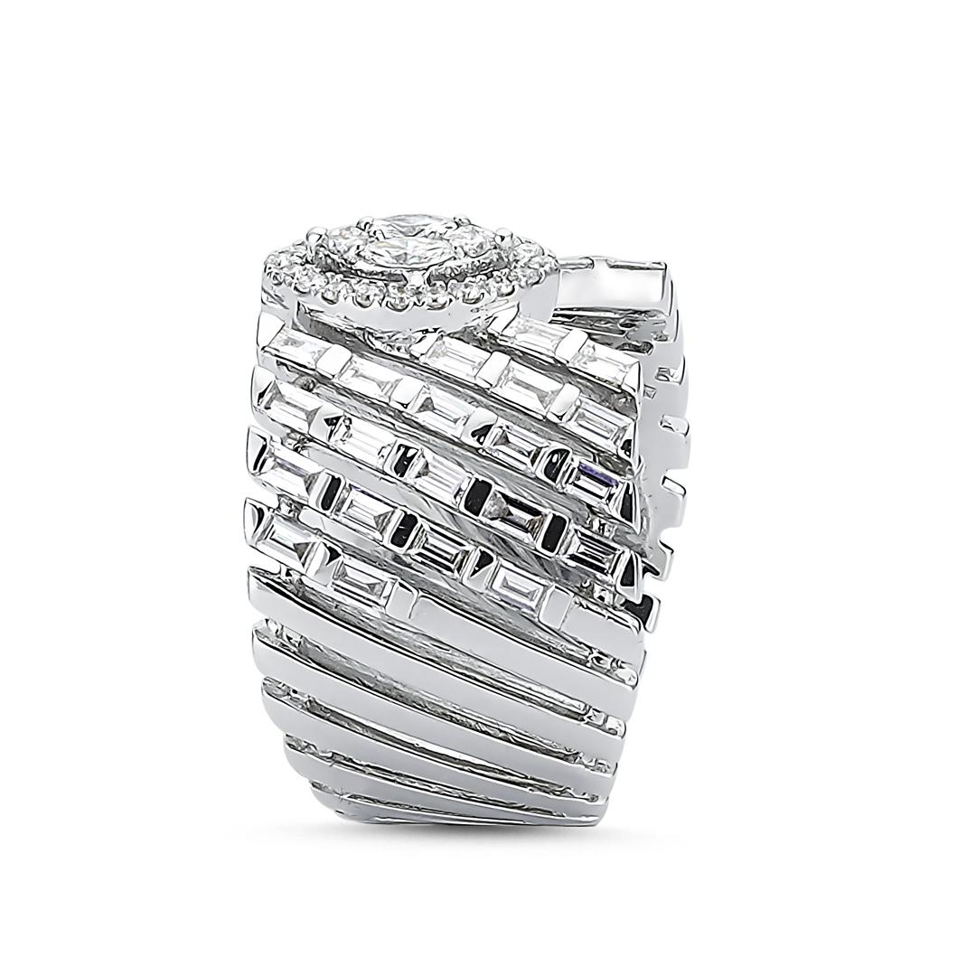 Contemporary OWN Your Story 18 Karat White Gold Princess Diamond Cocktail Ring For Sale