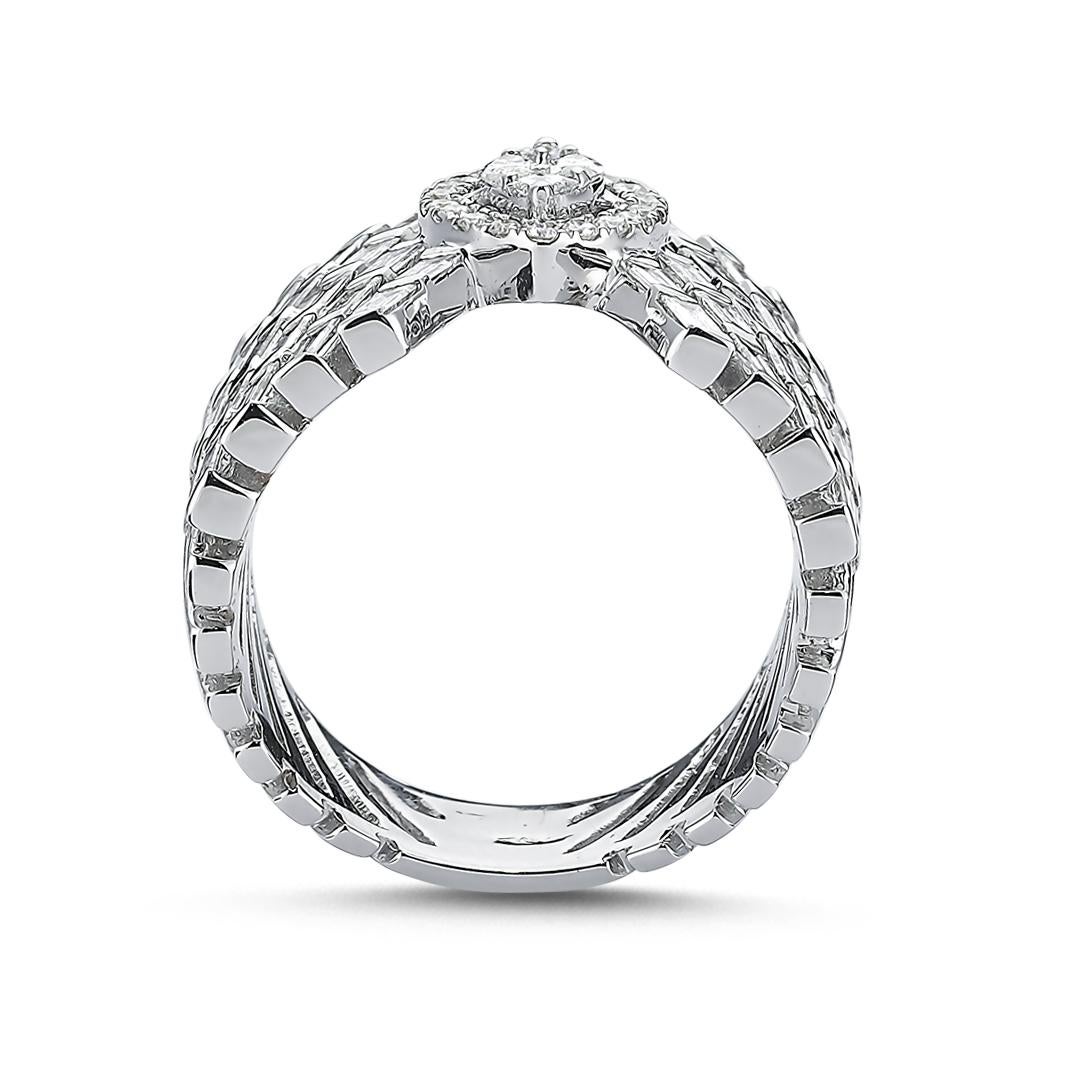 Round Cut OWN Your Story 18 Karat White Gold Princess Diamond Cocktail Ring For Sale