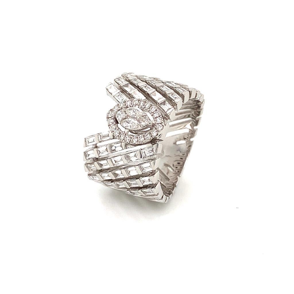 OWN Your Story 18 Karat White Gold Princess Diamond Cocktail Ring In New Condition For Sale In New Orleans, LA