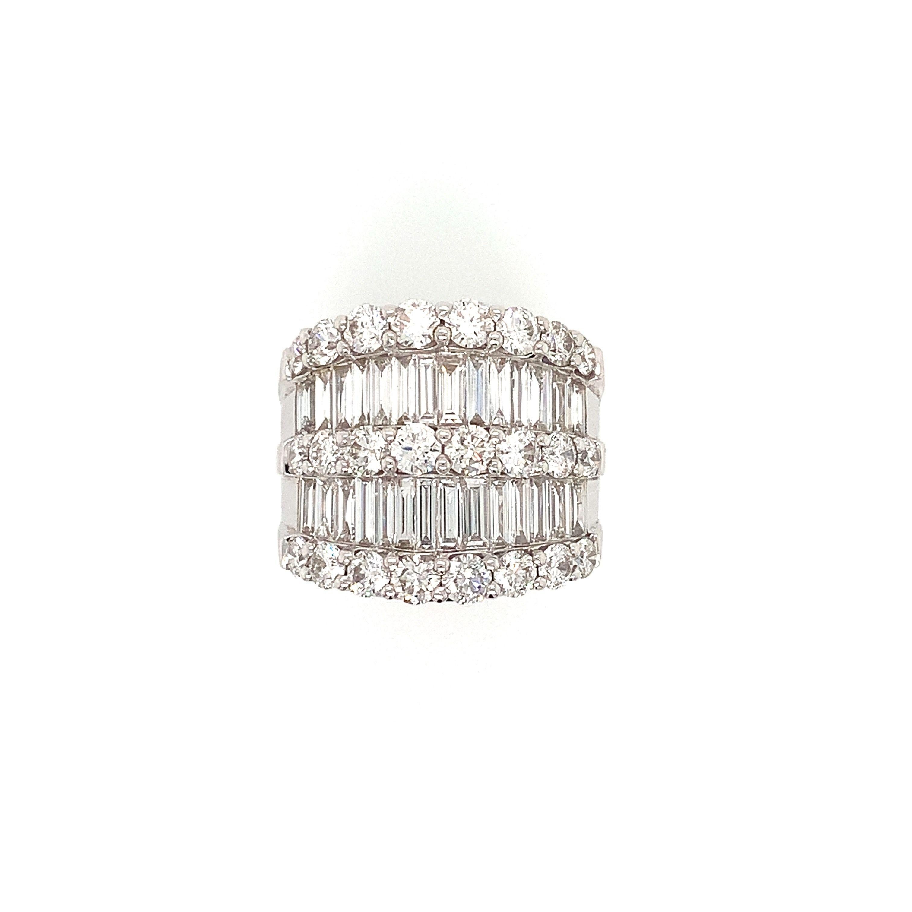 Precious OWN Your Story 18K White Gold Round and Baguette Diamond 5-Layer Half Eternity Ring. Perfect for a modern bride or milestone anniversary. 

OWN Your Story brings its 3 generations of family tradition and unparalleled experience with 18K