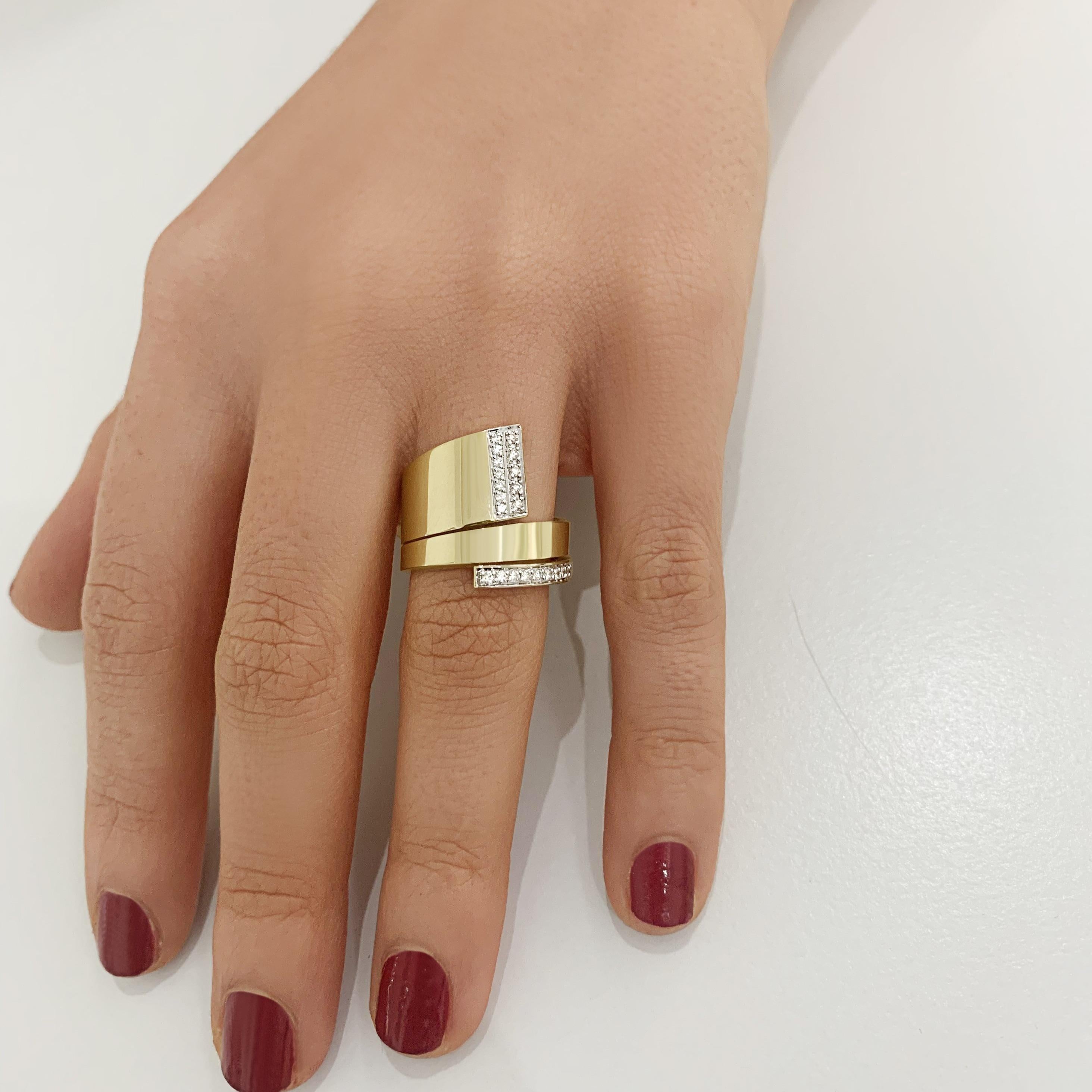 De las mujeres Anillo en espiral triple de oro amarillo de 18 quilates y diamantes OWN Your Story en venta