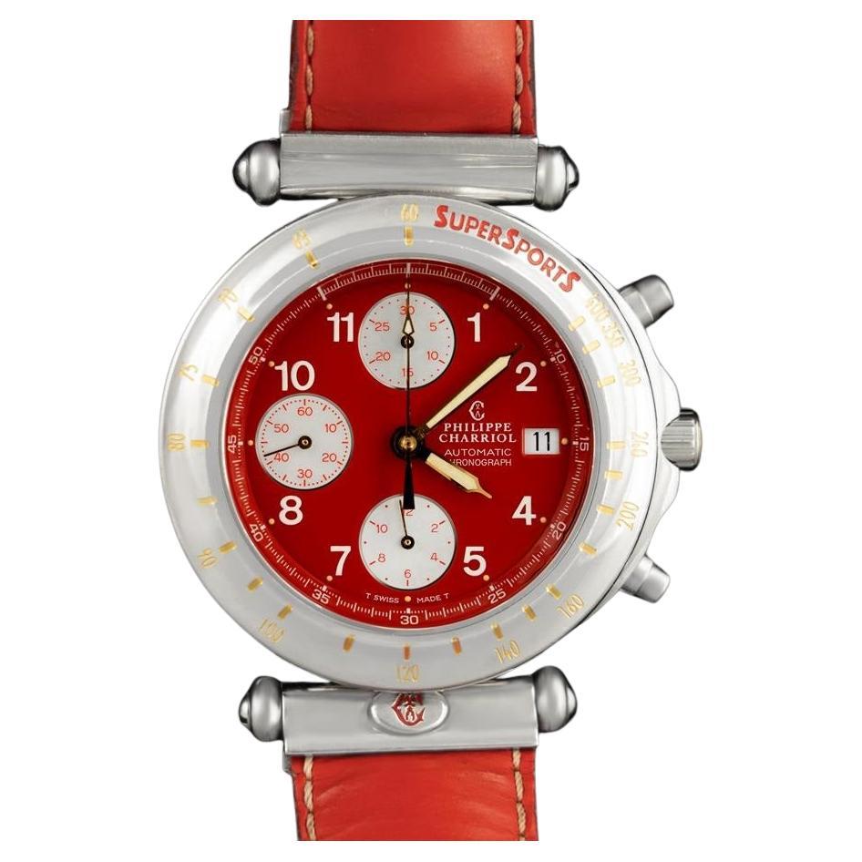 Propriété de Siegfried & Roy avec photo - Philippe Charriol Mens Red Chronograph SS en vente