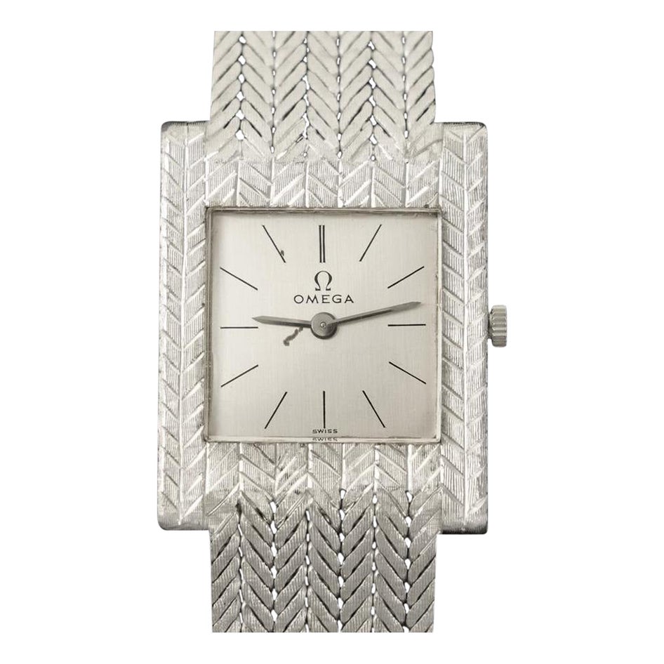 Besessen 
getragen von Red Skelton - 1958 Omega Vintage By 18K Weißgold Herrenuhr im Angebot