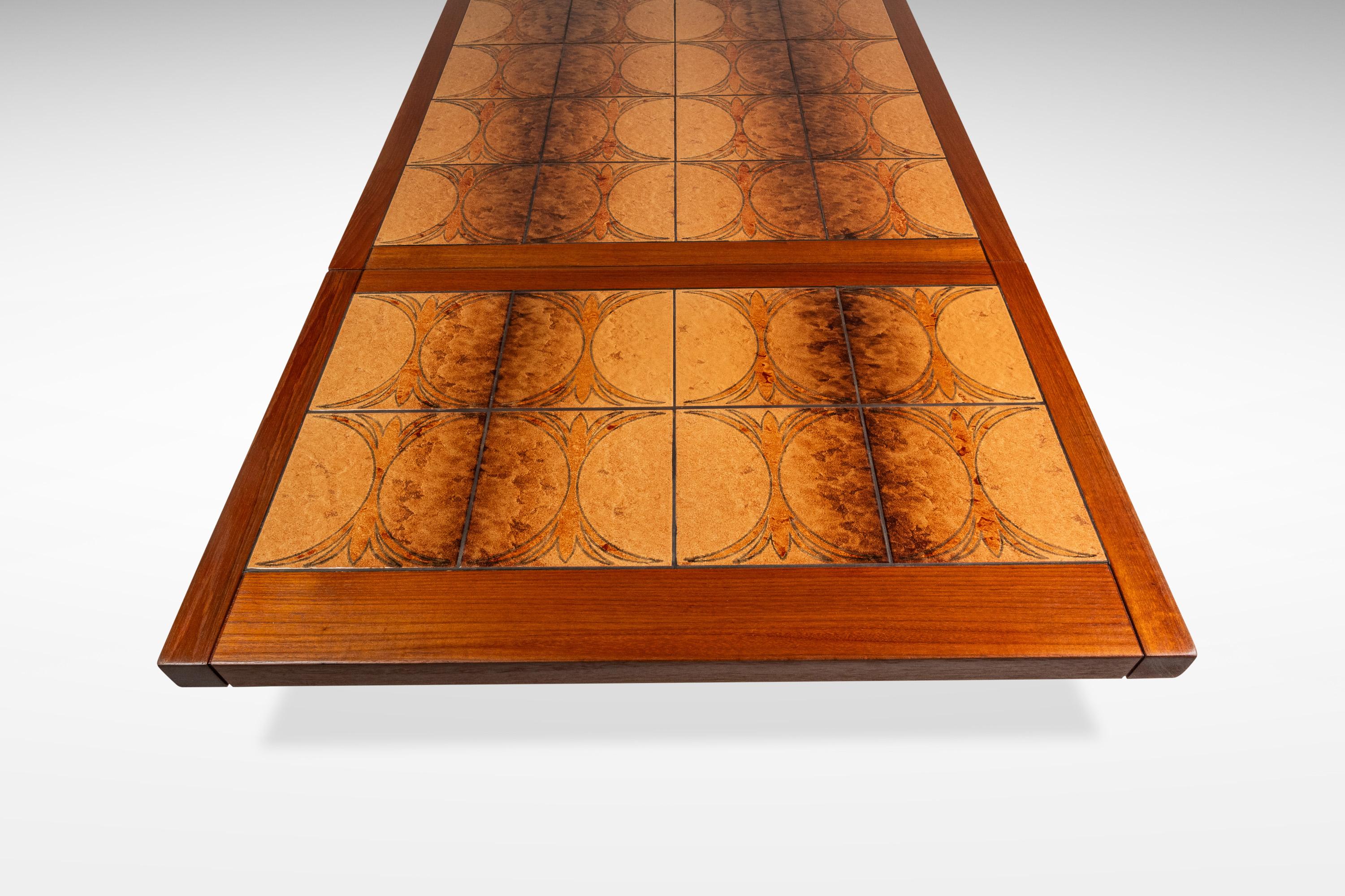 Ox Art Style Drop Leaf Table with Original Tile Design, Trion, Denmark, 1970's For Sale 3