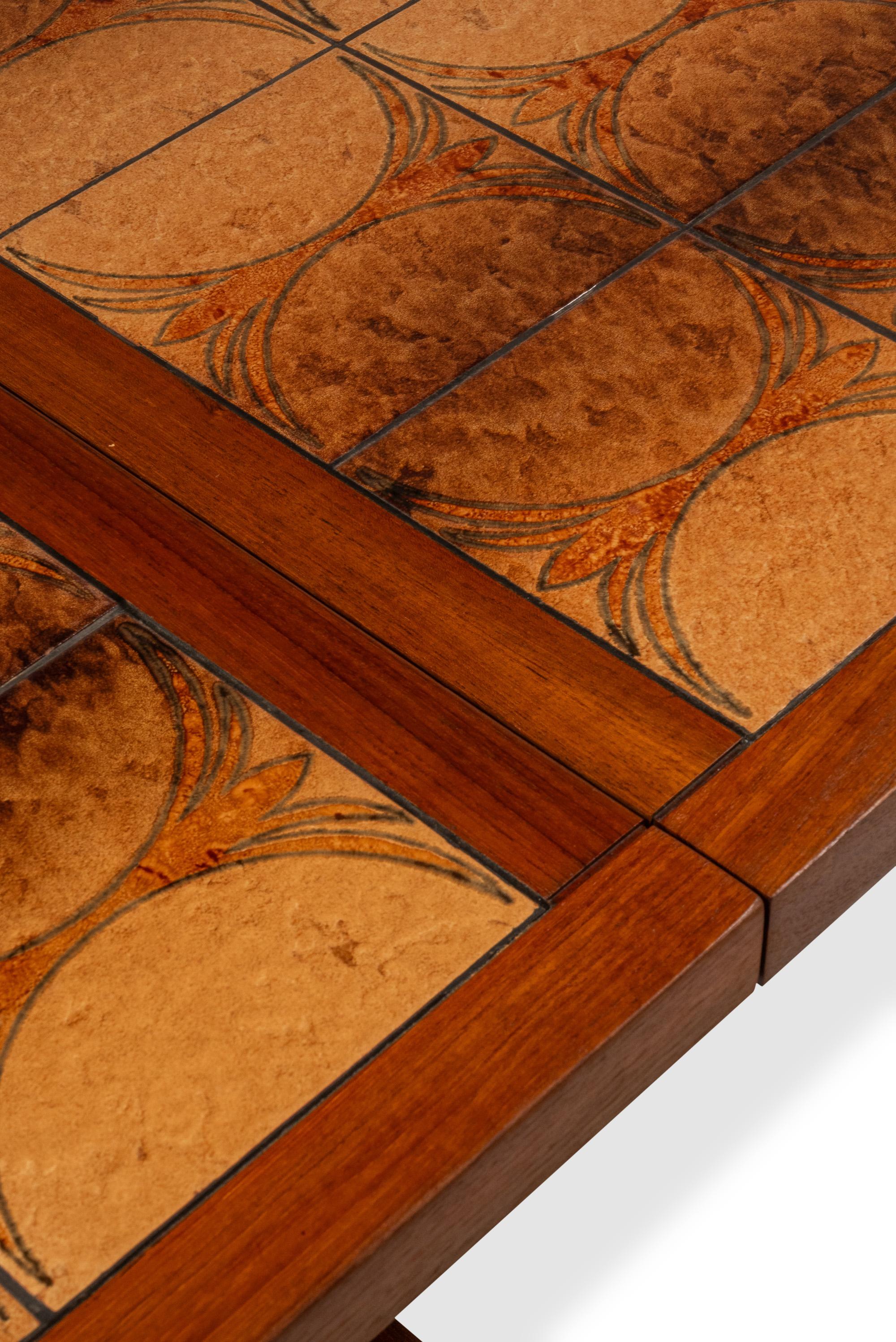 Ox Art Style Drop Leaf Table with Original Tile Design, Trion, Denmark, 1970's For Sale 7