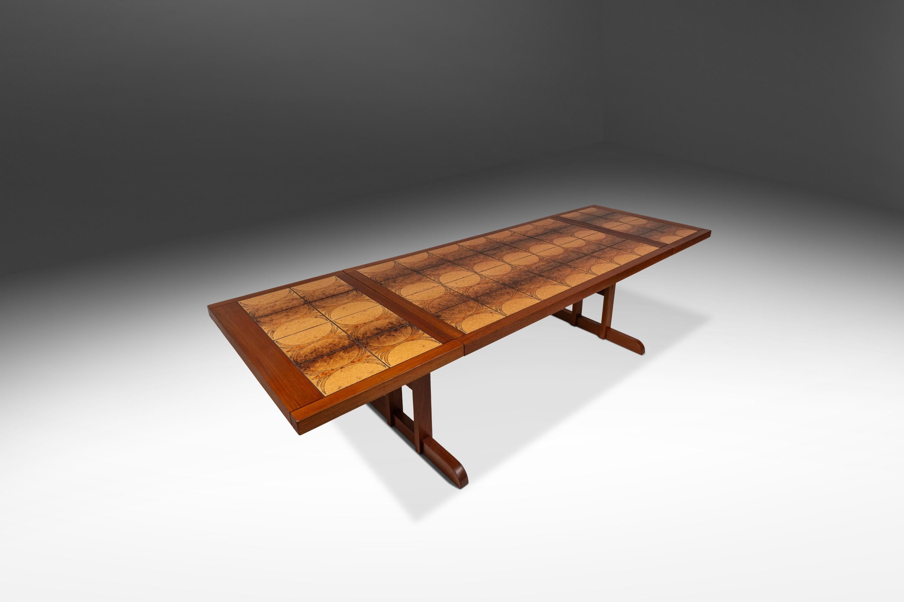 Danish Ox Art Style Drop Leaf Table with Original Tile Design, Trion, Denmark, 1970's For Sale