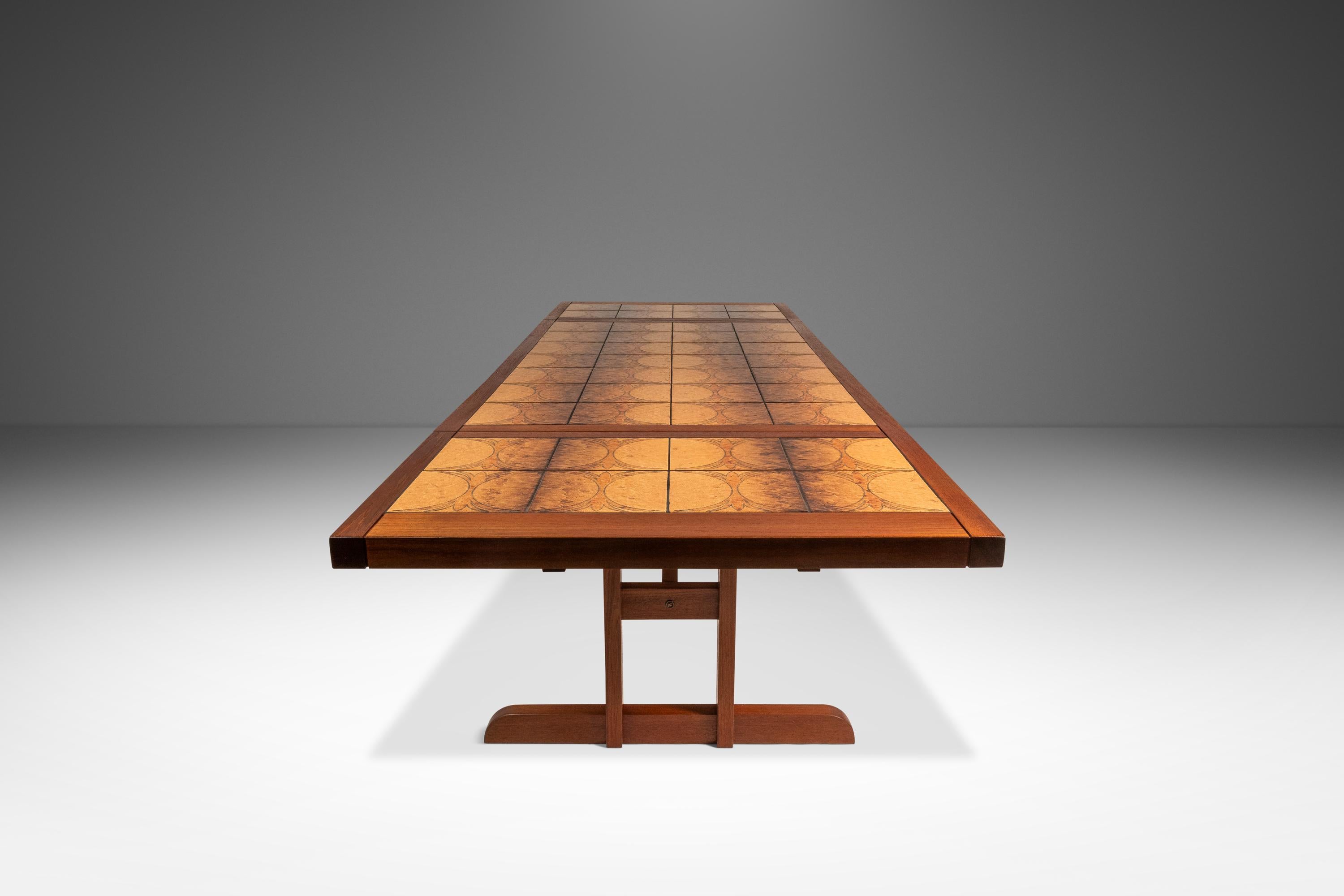Ox Art Style Drop Leaf Table with Original Tile Design, Trion, Denmark, 1970's In Good Condition For Sale In Deland, FL
