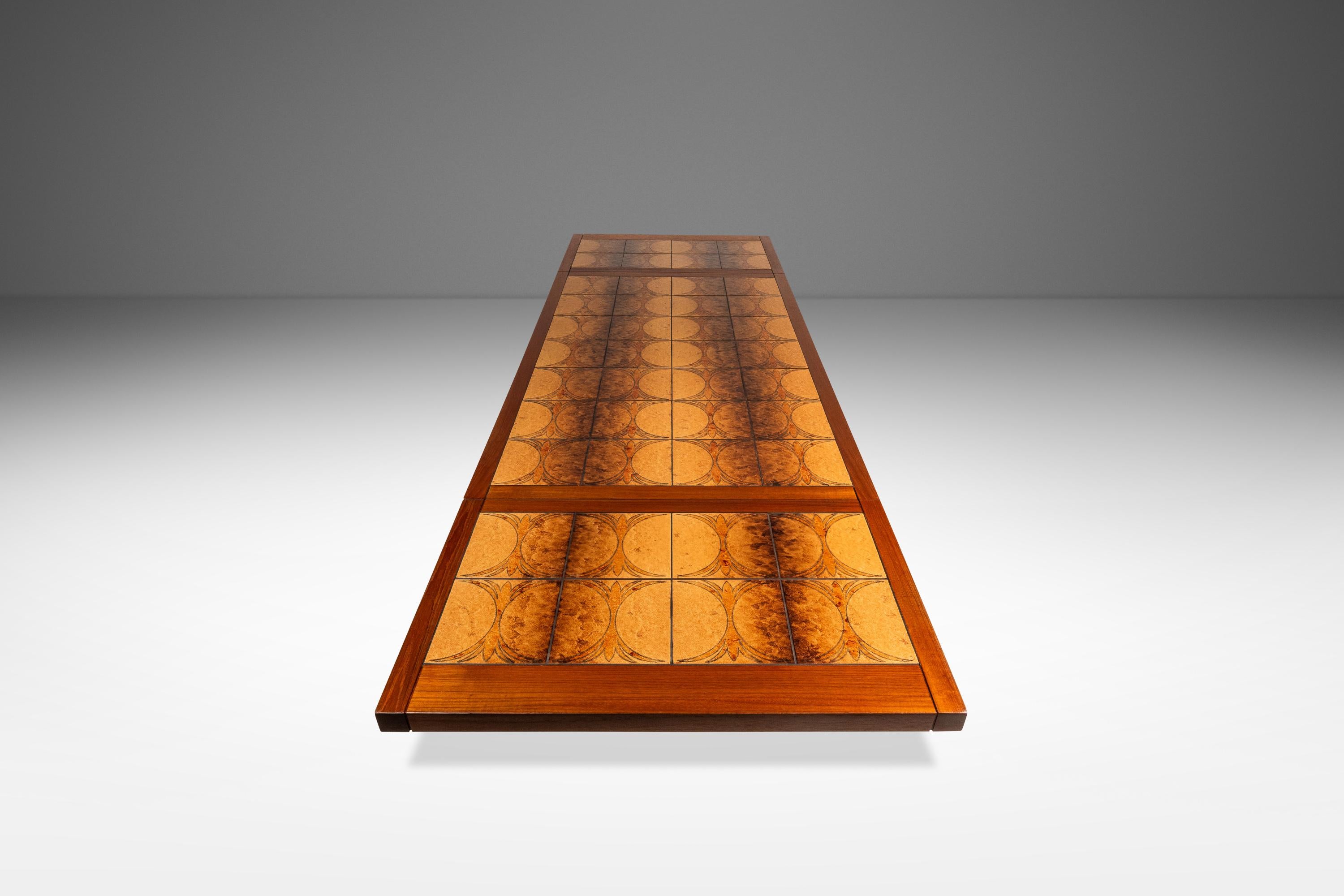 Late 19th Century Ox Art Style Drop Leaf Table with Original Tile Design, Trion, Denmark, 1970's For Sale