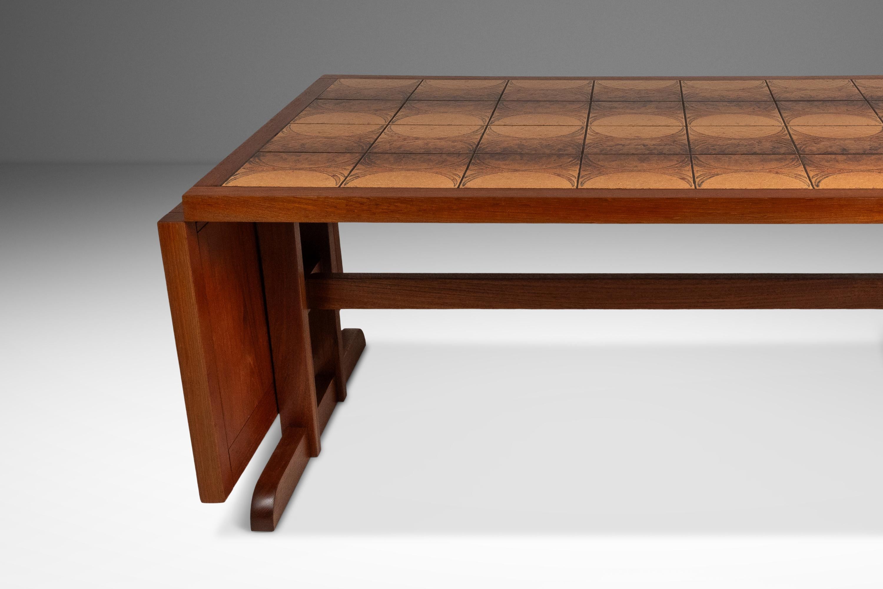 Ox Art Style Drop Leaf Table with Original Tile Design, Trion, Denmark, 1970's For Sale 1