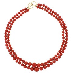 Ox Blood Coral Double Strand Necklace