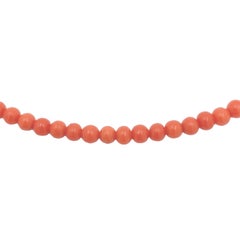 Ox Blood Red Coral Bead Necklace 4.8mm Beads with 14K Clasp 19"