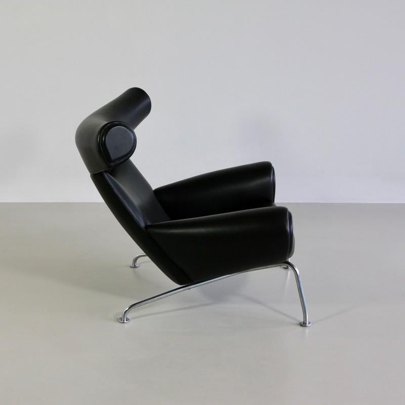 Ox chair in black leather, designed by Hans J. Wegner. Denmark, A.P. Stolen, circa 1960.

An early example of the Ox chair, upholstered in black leather. Danish Control tag under the seat. Very comfortable.

Reference: Oda, N.: Danish chairs.