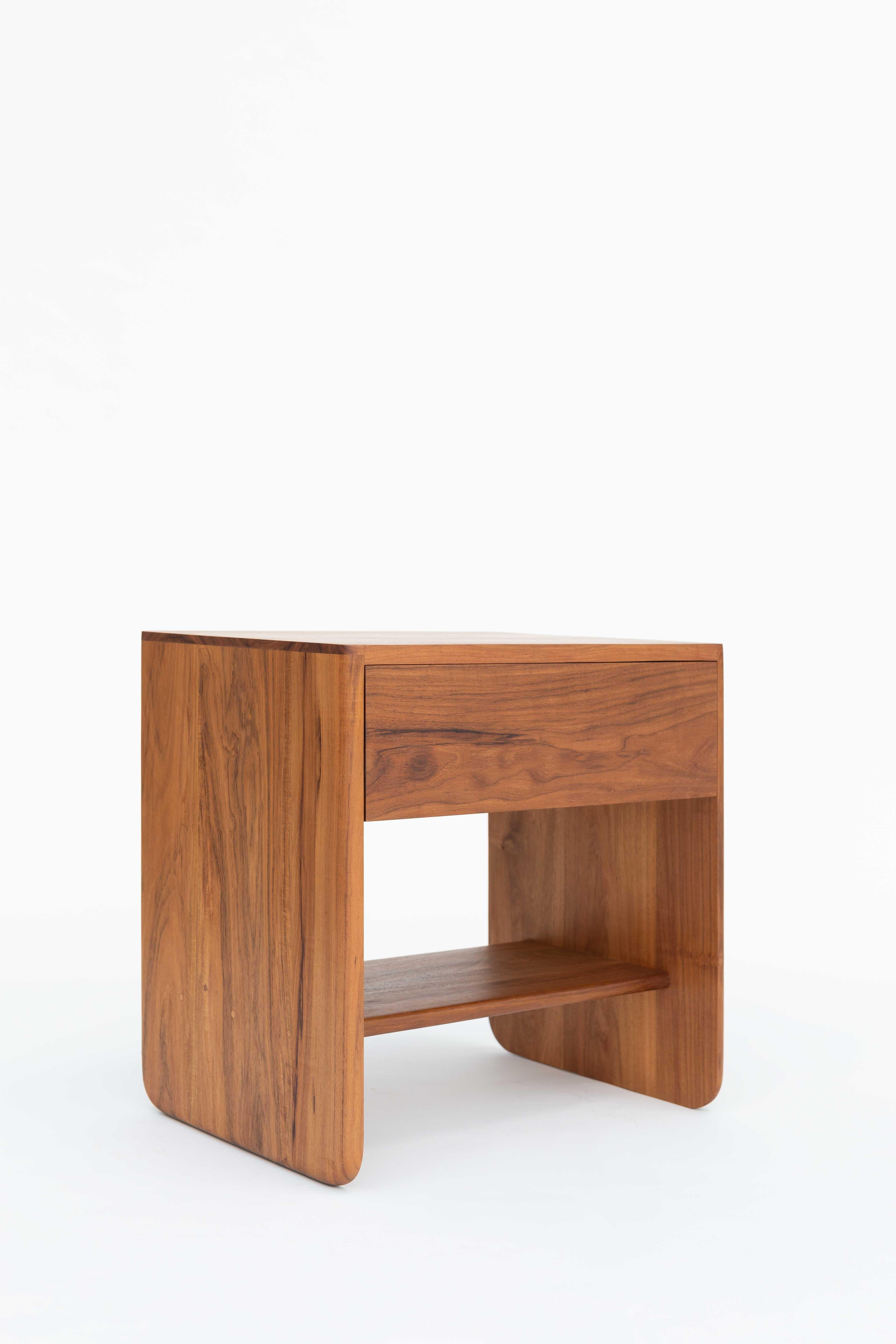 Hand-Crafted Minimalist Modern Nightstand in Solid Mexican Hardwood  For Sale