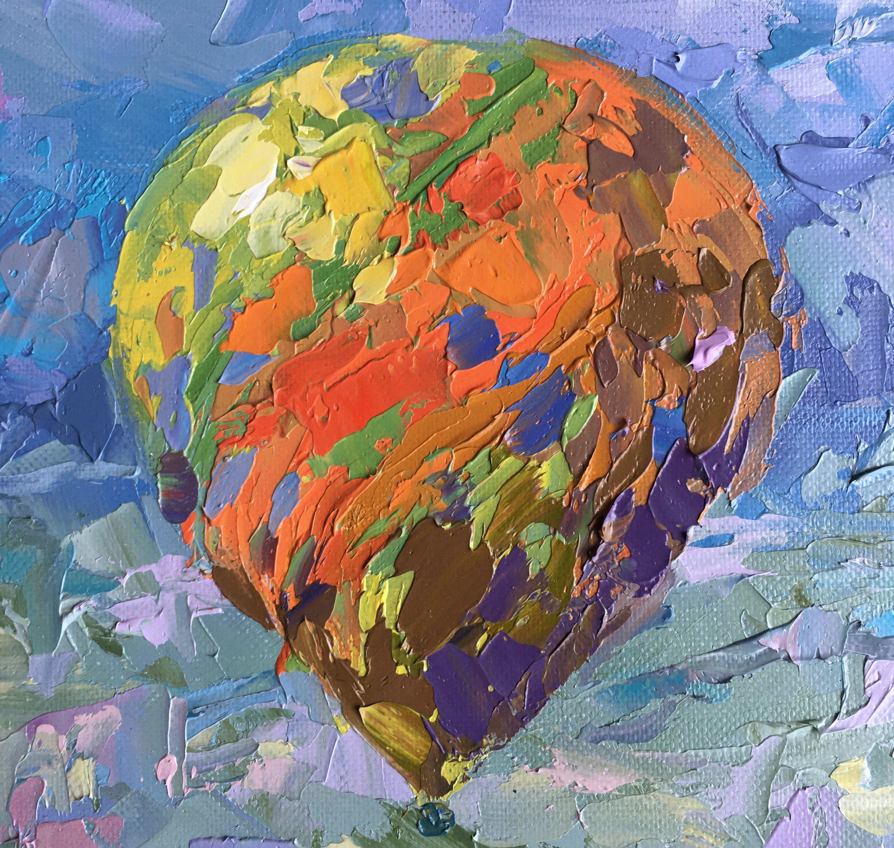 „Hot air Ballons“, Gemälde, Öl auf Leinwand im Angebot 2